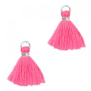 Mini Quaste Ibiza Style 1cm Silver-neon pink